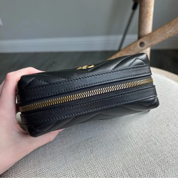 Gucci Calfskin Matelasse GG Marmont Cosmetic Case Black - Picture 7 of 11
